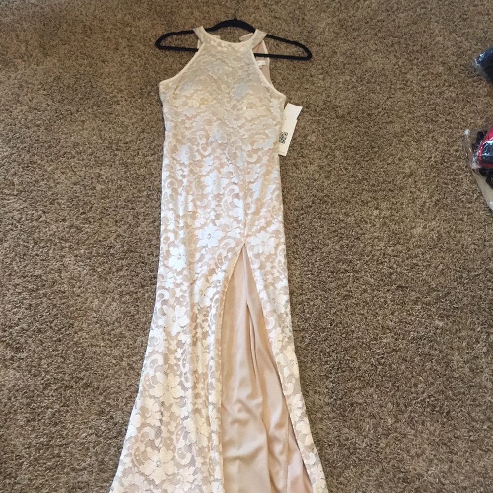 Long lace embroidered dress